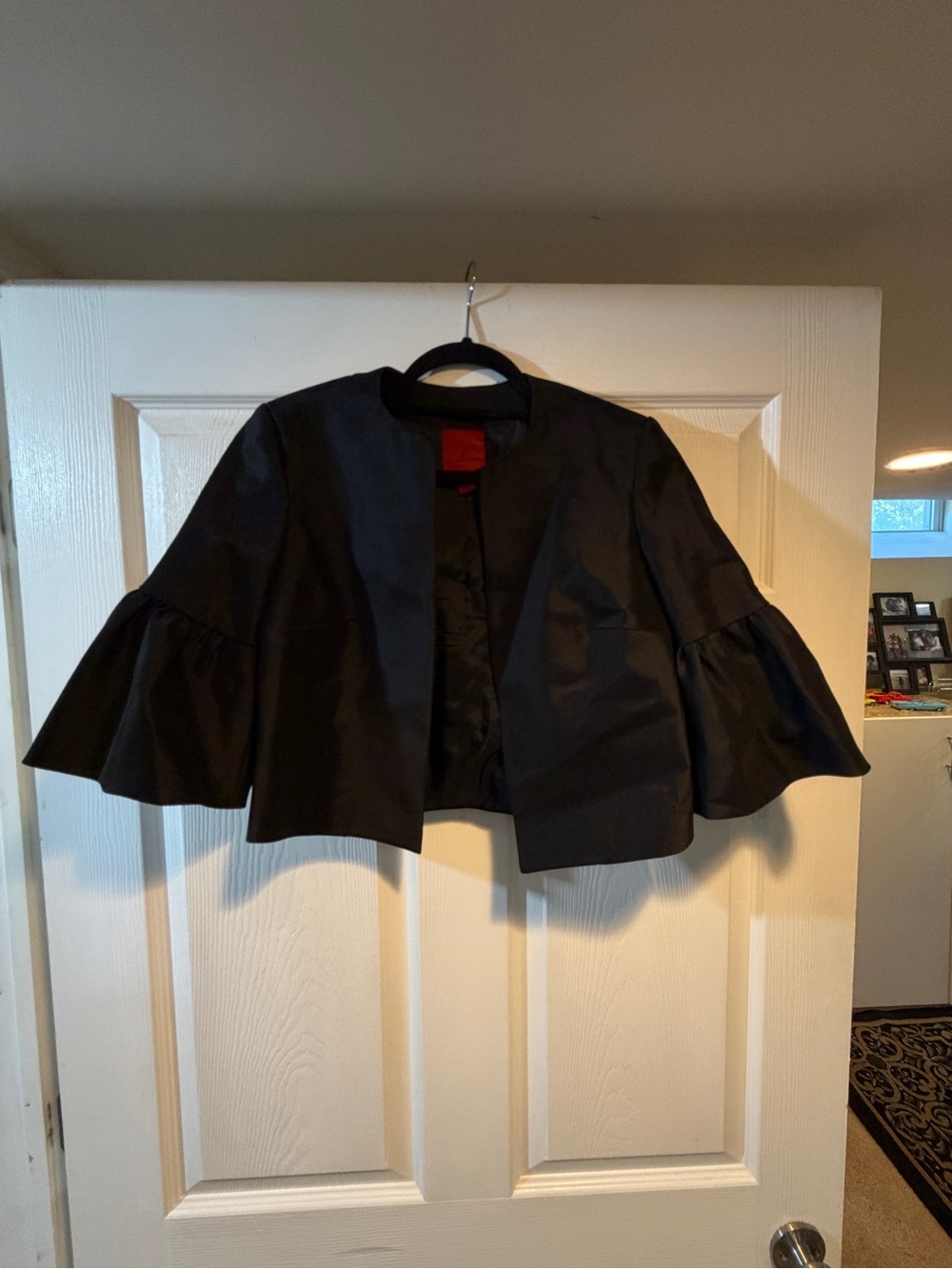 JS Collections Black Bell Sleeve Cropped Blazer
